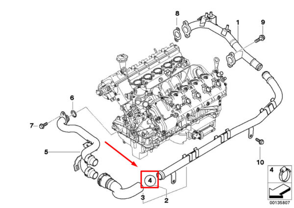 11157679174 - NEW BMW 5 TOURING E61 RETURN PIPE CLAMP 11157679174 7679174 GENUINE
