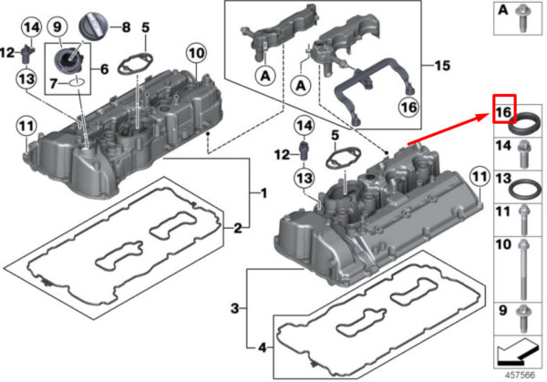 11158636016 - NEW BMW F16 CYLINDER HEAD COVER OIL SEPARATOR SEAL 8636016 11158636016
