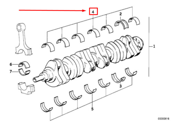 11211706847 - NEW BMW E30 E36 E46 E60 E60 E83 E85 M3 ENGINE CRANKSHAFT MAIN BEARING 85-07