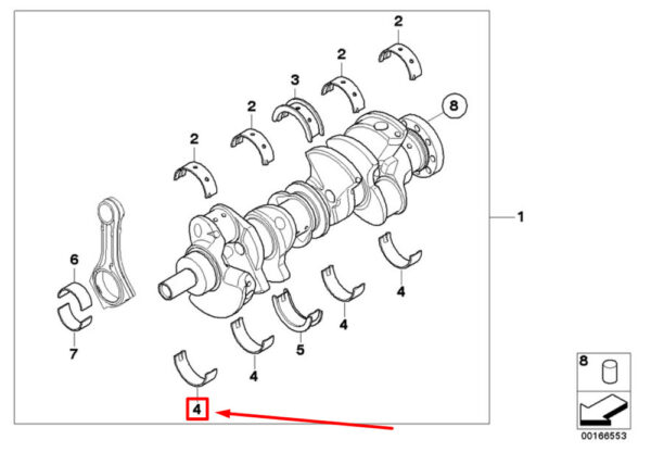 11217604926 - BMW 6 Coupe F13 crankshaft bearing shell 11217604926 7604926 NEW ORIGINAL