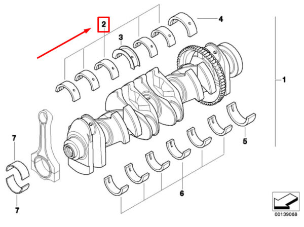 11217627037 - NEW BMW Z4 COUPE E86 CRANKSHAFT BEARING SHELL 11217627037 7627037 ORIGINAL