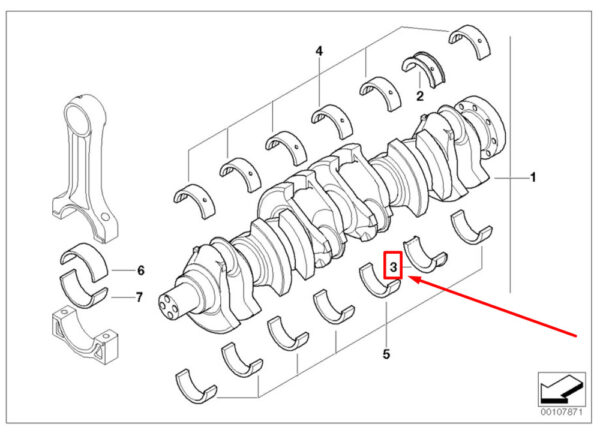11217810429 - NEW BMW 3 E90 CRANKSHAFT BEARING SHELL 11217810429 7810429 ORIGINAL