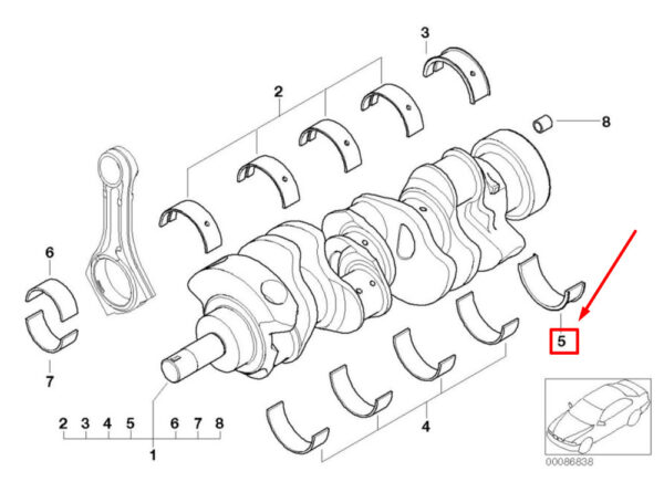 11217841607 - NEW BMW 3 COUPE E92 ENGINE CRANKSHAFT MAIN BEARING 11217841607 7841607 ORIGINAL