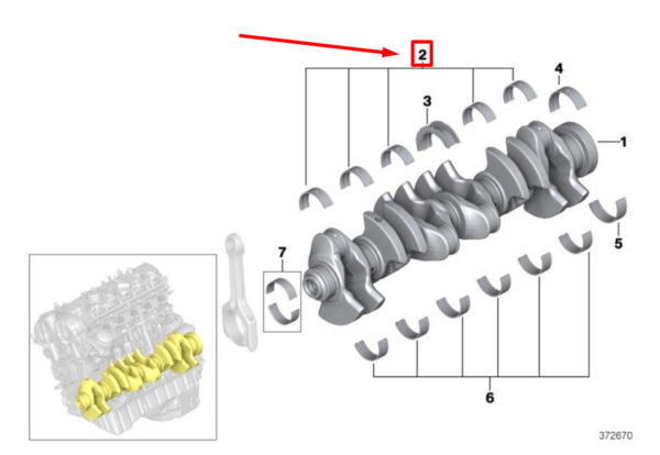 11217849235 - NEW BMW 2 F22, F87 UPPER CRANKSHAFT BEARING CASE 11217849235 7849235 15-18