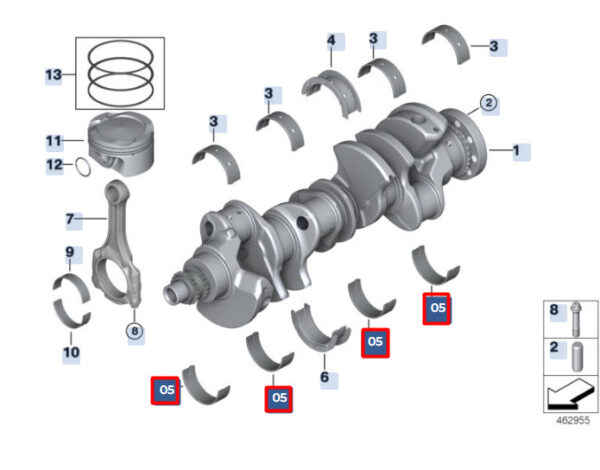 11218606302 - BMW X6 G06 Crankshaft Bearings Main 11218606302 NEW GENUINE