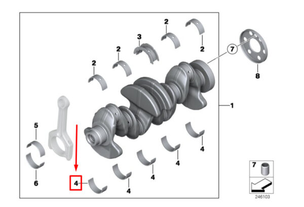 11218642946 - BMW Z4 Roadster E89 crankshaft bearing shell 11218642946 8642946 NEW ORIGINAL