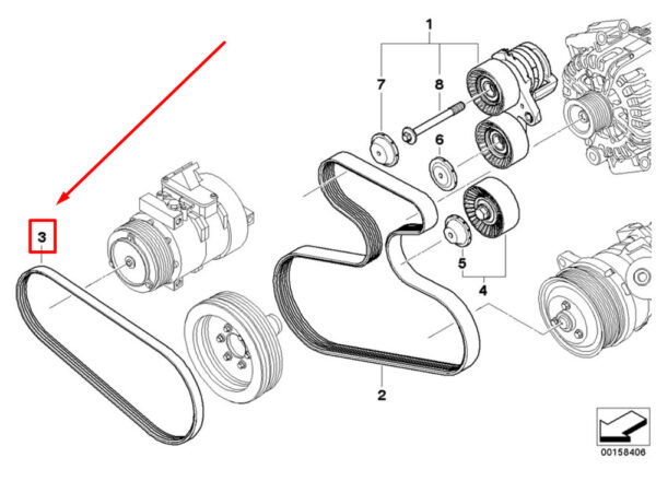 11287552084 - NEW BMW X5 E70 RIBBED V-BELT 11287552084 7552084 ORIGINAL