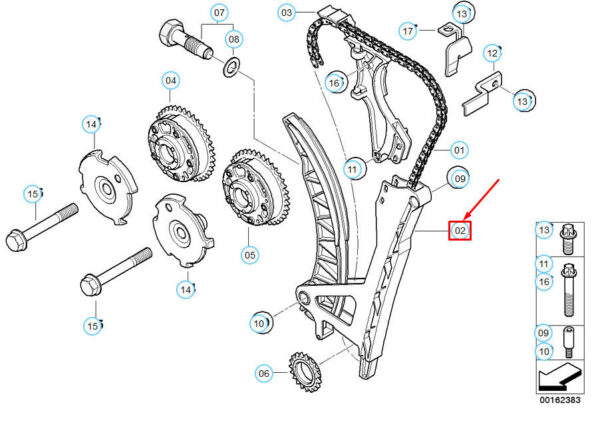 11317512519 - OEM BMW 3 SERIES E46 CHAIN TENSIONER & GUIDE RAIL 7512519 11317512519 GENUINE