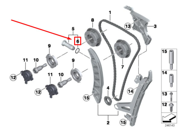 11317631972 - BMW Z4 E89 engine control chain tensioner O-ring 11317631972 7631972 NEW ORIGINAL