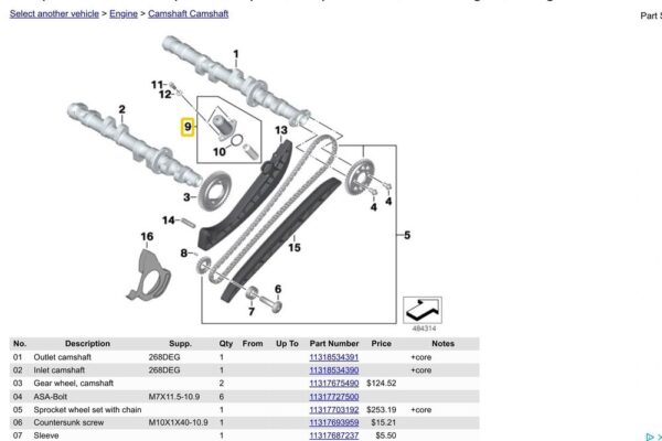 11317717287 - BMW K40 K43 0594 0595 0591 Original 11317717287 Tender Set