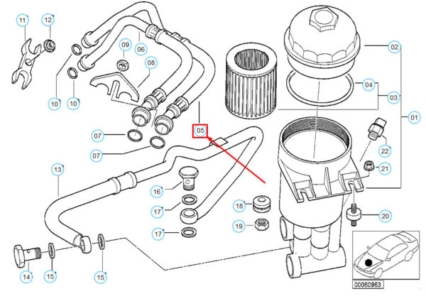 11421406869 - NEW BMW M5 E39 INLET PRESSURE HOSE ASSEMBLY 11421406869 1406869 00-02 ORIGINAL