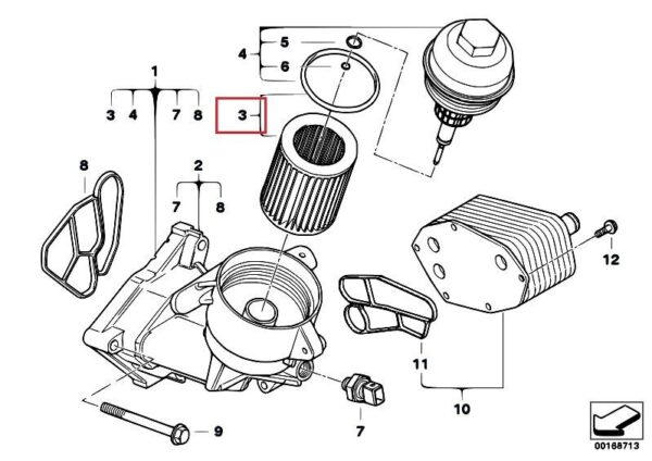 11422247392 - NEW BMW 3 E46 3 0D 150KW OIL FILTER ELEMENT 11422247392 ORIGINAL