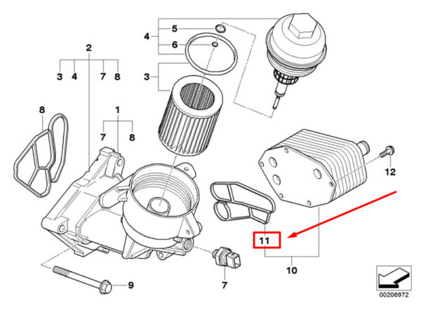 11427788463 - BMW 3 Series E90 engine oil filter housing gasket 7788463 11427788463 NEW ORIGINAL