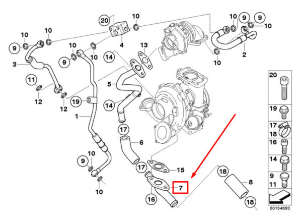 11427795975 - NEW BMW 3 COUPE E92 OIL RETURN LINE 7795975 11427795975 ORIGINAL