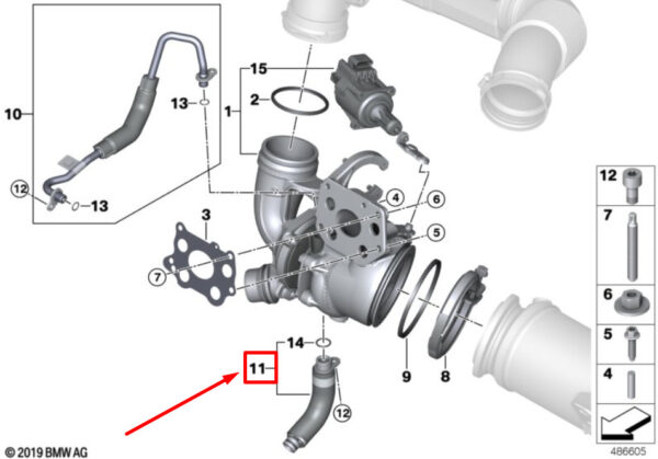 11428629963 - NEW MINI CONVERTIBLE F57 ENGINE OIL RETURN LINE 11428629963 8629963 GENUINE