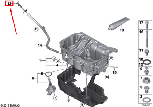 11438512502 - NEW MINI COOPER F55 OIL PAN SUBMERSIBLE STICK 8512502 11438512502 GENUINE