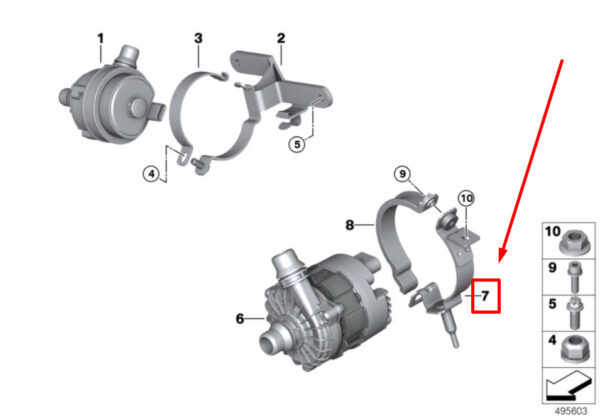 11518089972 - BMW X3 F97 auxiliary water pump holder 11518089972 8089972 NEW ORIGINAL