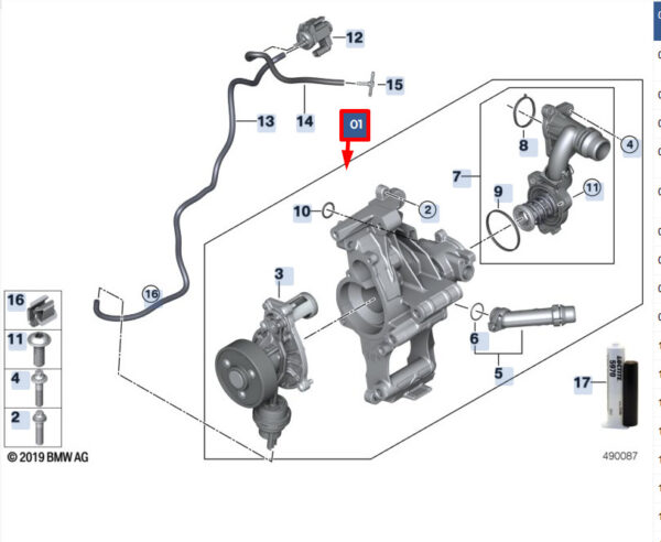 11518591718 - BMW 6 Gran Turismo G32 Motor Thermostat with Mount 11518591718 NEW Original