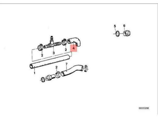 11531266457 - OEM BMW E12 SEDAN COOLING SYSTEM WATER HOSE 11531266457 GENUINE NEW