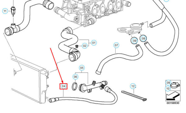 11531436368 - OEM BMW 3 E46 COOLING SYSTEM WATER HOSE 11531436368 1436368 GENUINE
