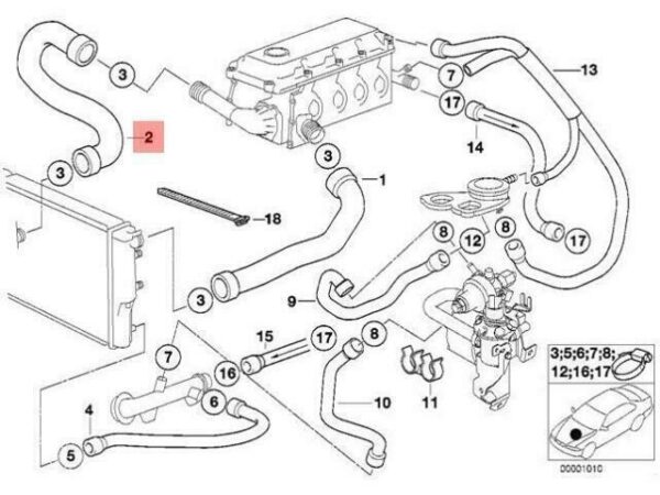 11531739641 - OEM BMW E34 ESTATE SALOON HEATER RETURN HOSE 11531739641 GENUINE NEW