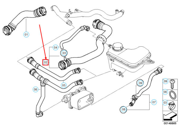 11533401058 - NEW BMW X3 E83 RADIATOR COOLING HOSE 11533401058 3401058 ORIGINAL