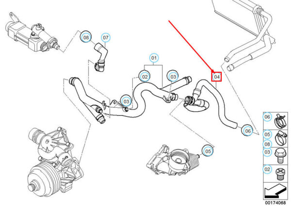 11537805356 - OEM BMW 5 E60 COOLING SYSTEM WATER HOSE 11537805356 7805356 GENUINE