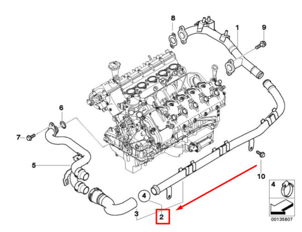 11537834116 - NEW BMW 6 E63 ENGINE COOLING RETURN PIPE 7834116 11537834116 ORIGINAL