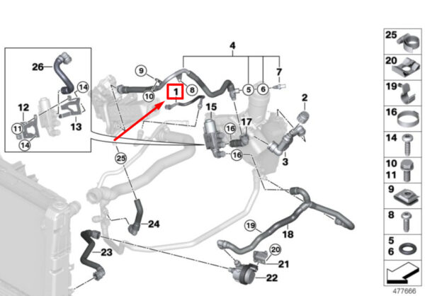 11538514456 - NEW BMW 3 GRAN TURISMO F34 ENGINE CYLINDER HEAD PIPE 11538514456 8514456