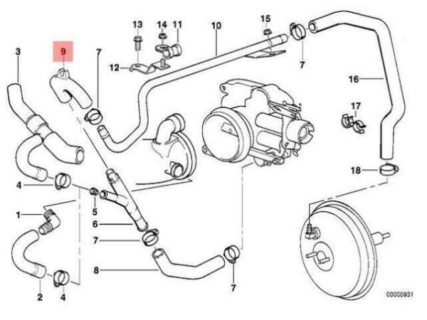 11611435265 - OEM BMW E38 SEDAN VACUUM CONTROL HOSE 11611435265 GENUINE NEW