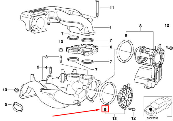 11611437691 - NEW BMW E34 E36 E46 Z3 O RING FOR INTAKE MANIFOLD VALVE 11611437691 ORIGINAL