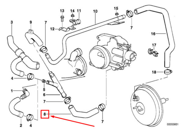 11611704927 - BMW 5 E39 Estate Saloon Vacuum Control Hose 11611704927 1704927 NEW Genuine