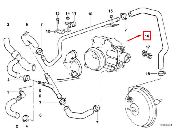 11611745477 - NEW BMW E39 ESTATE SALOON BRAKE SERVO UNIT VACUUM HOSE 11611745477 ORIGINAL