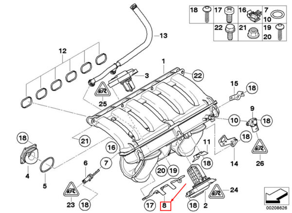 11617572643 - NEW BMW Z4 ROADSTER E89 ENGINE VENTILATION VALVE BRACKET 11617572643 ORIGINAL