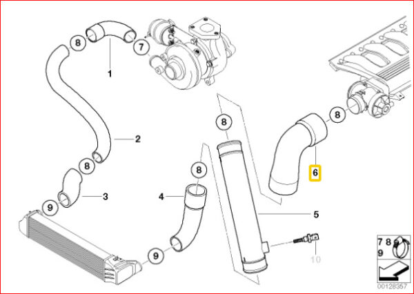 11617799389 - New Genuine BMW E46 E39 E38 E53 2.5D 3.0D EGR To Intercooler Turbo Hose Pipe OEM