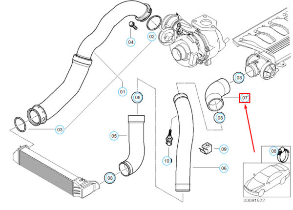 11617799393 - NEW BMW 3 E46 PRESSURE HOSE ASSEMBLY 11617799393 7799393 ORIGINAL