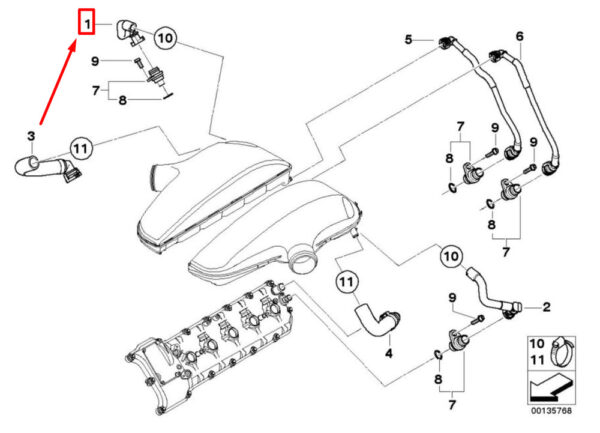 11617836943 - NEW BMW 5 E60 OIL RETURN HOSE 7836943 11617836943 ORIGINAL