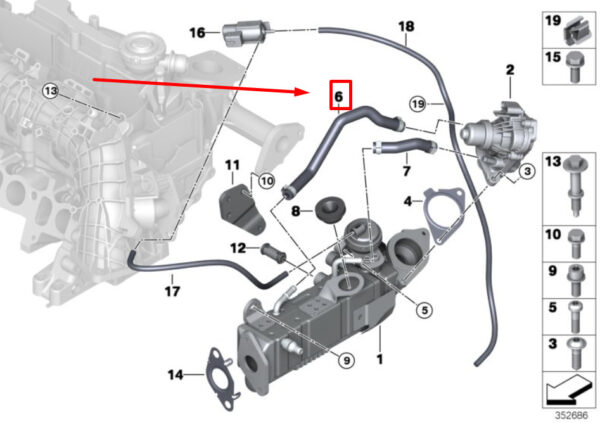11718575402 - NEW MINI R60 EGR EXHAUST GAS RECIRCUL. RADIATOR HOSE 11718575402 8575402