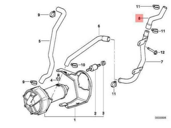 11721741058 - OEM BMW E34 SEDAN WAGON IDLE VALVE AIR HOSE 11721741058 GENUINE NEW