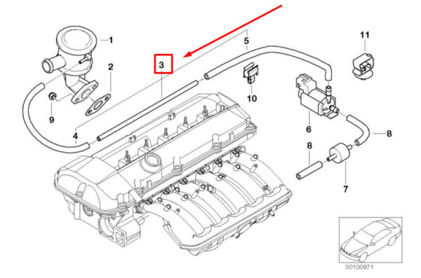 11727574486 - NEW BMW 3 E46 SECOND AIR INJECTION LINE 7574486 11727574486 ORIGINAL