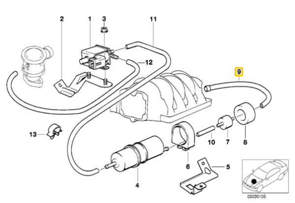 11731438139 - NEW BMW E38 E39 E53 ESTATE AIR PUMP F VACUUM CONTROL HOSE 1438139 ORIGINAL