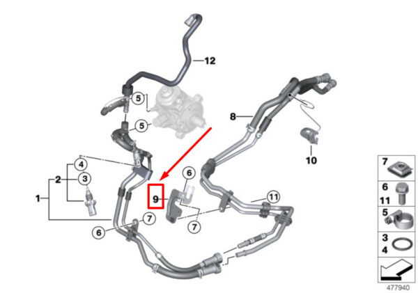 13539806027 - MINI COUNTRYMAN R60 Fuel Line Mount 13539806027 9806027 NEW ORIGINAL