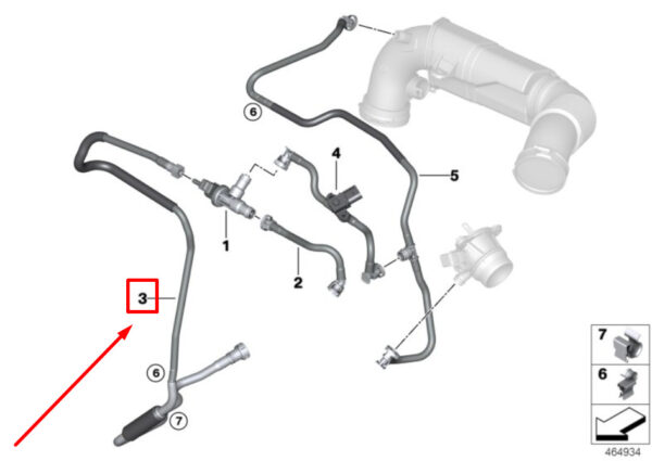 13908642845 - NEW MINI F60 FUEL TANK BREATHER VALVE LINE 8642845 13908642845