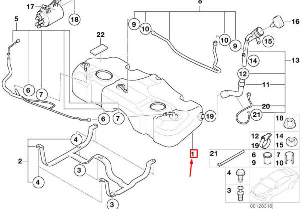 16116759959 - MINI COOPER R50, R53 Fuel Tank 16116759959 6759959 NEW REAL
