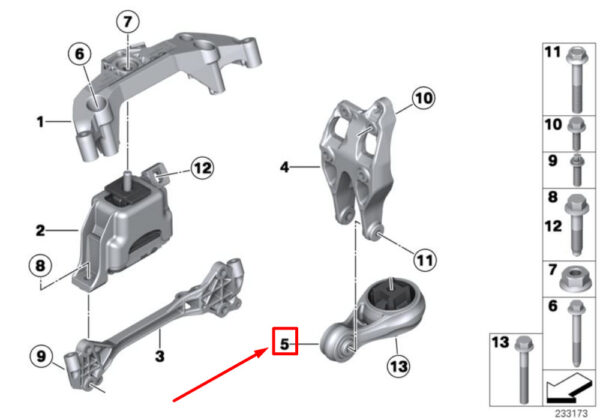 22119806994 - NEW MINI LANDSMANN R60 ENGINE SUSPENSION RUBBER 22119806994 HOLDER ORIGINAL