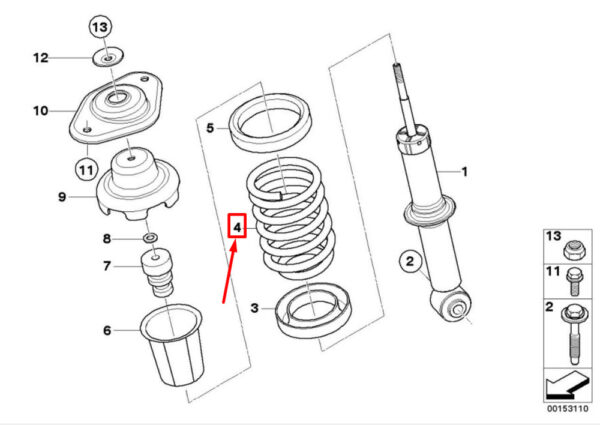 33536768417 - NEW MINI COOPER S JCW R53 REAR JCW RED SCREW SPRING 33536768417 ORIGINAL