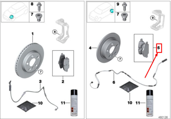 34206874810 - Mini Cooper F56 Rear Disc Brake Pad Set 34206874810 6874810