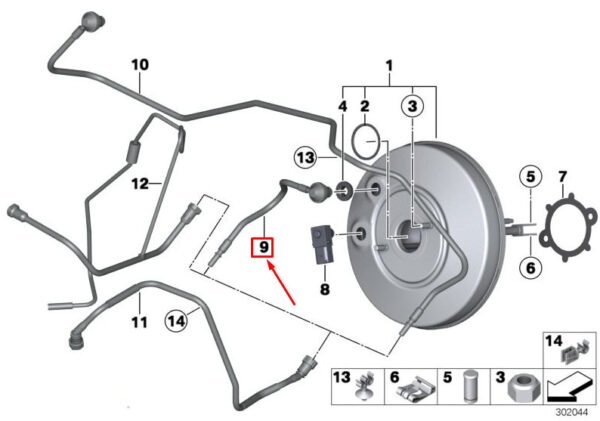 34339803071 - NEW MINI LANDMANN R60 BRAKE VACUUM LINE LHD 34339803071 9803071 ORIGINAL