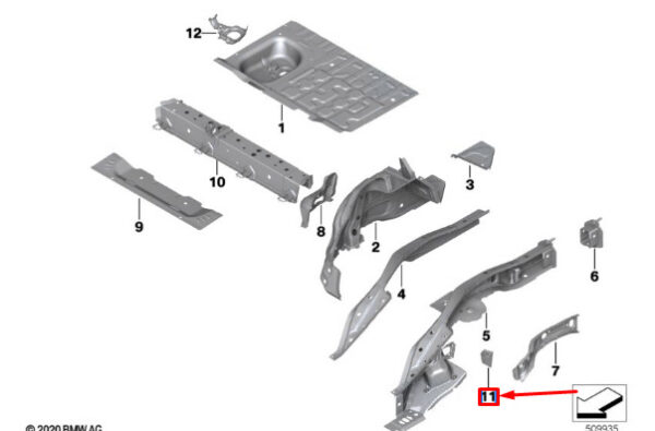 41117287136 - MINI COOPER F55 REAR RIGHT SIDE PANEL MOLDED PART 41117287136 NEW GENUINE