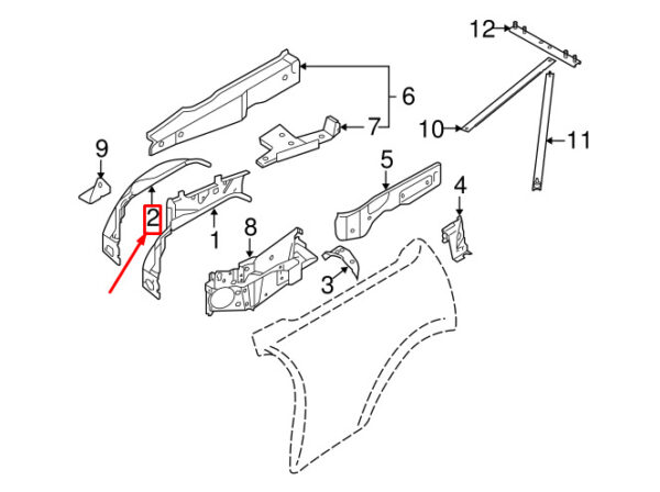 41147144386 - MINI CONVERTIBLE R52 WHEEL ARCH REAR RIGHT OUTER 41147144386 7144386 NEW GENUINE